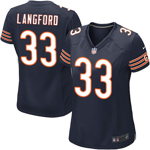 Women's Game Jeremy Langford Nike Jersey Navy Blue Home - #33 NFL Chicago Bears